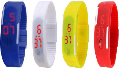 

Kissu Led Magnet Band Combo of 4 Blue, White, Yellow And Red Watch - For Men & Women