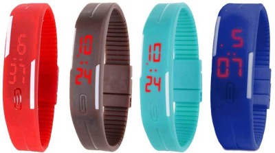 NS18 Silicone Led Magnet Band Combo of 4 Red, Brown, Sky Blue And Blue Digital Watch  - For Boys & Girls   Watches  (NS18)