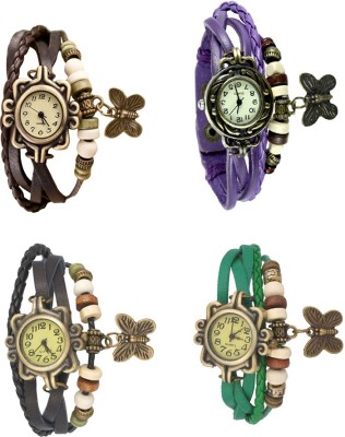 NS18 Vintage Butterfly Rakhi Combo of 4 Brown, Black, Purple And Green Analog Watch  - For Women   Watches  (NS18)