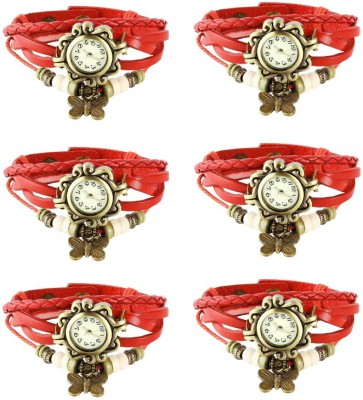 NS18 Vintage Butterfly Rakhi Combo of 6 Red Analog Watch  - For Women   Watches  (NS18)