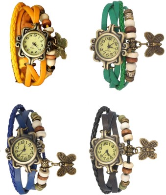 NS18 Vintage Butterfly Rakhi Combo of 4 Yellow, Blue, Green And Black Analog Watch  - For Women   Watches  (NS18)