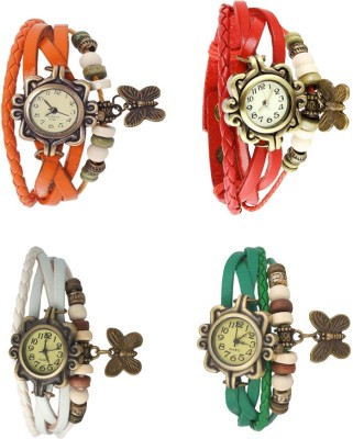NS18 Vintage Butterfly Rakhi Combo of 4 Orange, White, Red And Green Analog Watch  - For Women   Watches  (NS18)