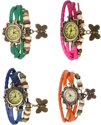 NS18 Vintage Butterfly Rakhi Combo of 4 Green, Blue, Pink And Orange Analog Watch  - For Women   Watches  (NS18)