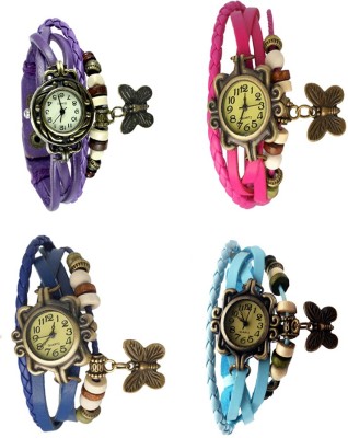 NS18 Vintage Butterfly Rakhi Combo of 4 Purple, Blue, Pink And Sky Blue Watch  - For Women   Watches  (NS18)