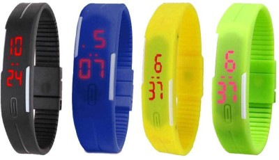 NS18 Silicone Led Magnet Band Combo of 4 Black, Blue, Yellow And Green Digital Watch  - For Boys & Girls   Watches  (NS18)
