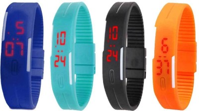 NS18 Silicone Led Magnet Band Combo of 4 Blue, Sky Blue, Black And Orange Digital Watch  - For Boys & Girls   Watches  (NS18)