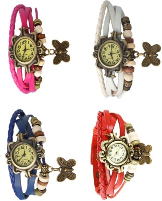 NS18 Vintage Butterfly Rakhi Combo of 4 Pink, Blue, White And Red Analog Watch  - For Women   Watches  (NS18)