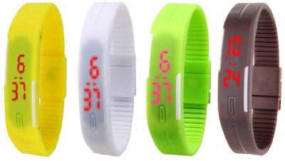 NS18 Silicone Led Magnet Band Combo of 4 Yellow, White, Green And Brown Digital Watch  - For Boys & Girls   Watches  (NS18)