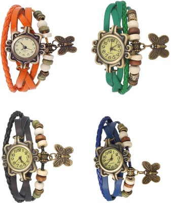 NS18 Vintage Butterfly Rakhi Combo of 4 Orange, Black, Green And Blue Analog Watch  - For Women   Watches  (NS18)