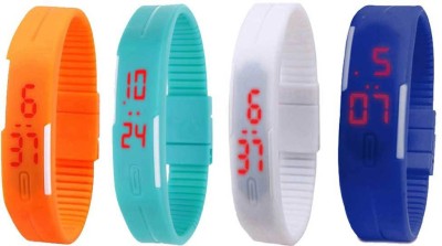 NS18 Silicone Led Magnet Band Combo of 4 Orange, Sky Blue, White And Blue Digital Watch  - For Boys & Girls   Watches  (NS18)