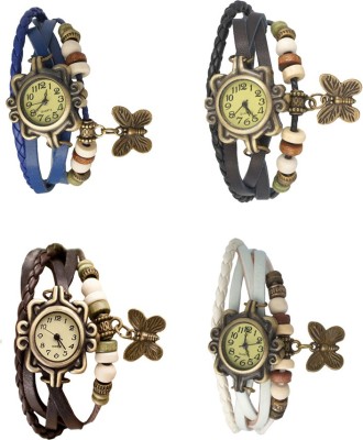 NS18 Vintage Butterfly Rakhi Combo of 4 Blue, Brown, Black And White Analog Watch  - For Women   Watches  (NS18)