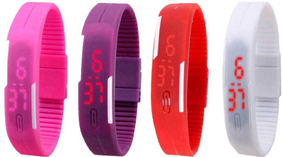 

Kissu Led Magnet Band Combo of 4 Pink, Purple, Red And White Watch - For Men & Women