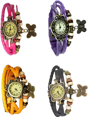 

Kissu Vintage Rakhi Combo of 4 Pink, Yellow, Purple And Black Watch - For Women