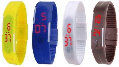 NS18 Silicone Led Magnet Band Combo of 4 Yellow, Blue, White And Brown Digital Watch  - For Boys & Girls   Watches  (NS18)