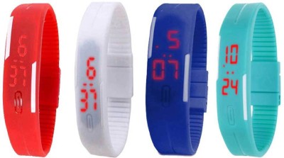 NS18 Silicone Led Magnet Band Watch Combo of 4 Red, White, Blue And Sky Blue Digital Watch  - For Couple   Watches  (NS18)