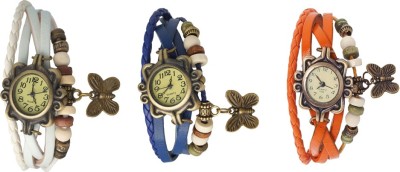 NS18 Vintage Butterfly Rakhi Watch Combo of 3 White, Blue And Orange Analog Watch  - For Women   Watches  (NS18)