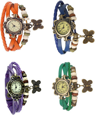 

Kissu Vintage Rakhi Combo of 4 Orange, Purple, Blue And Green Watch - For Women