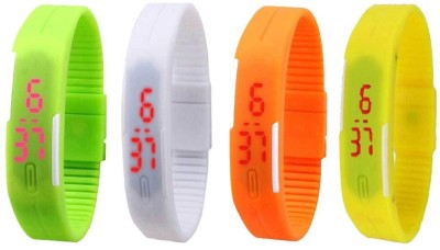 NS18 Silicone Led Magnet Band Combo of 4 Green, White, Orange And Yellow Digital Watch  - For Boys & Girls   Watches  (NS18)