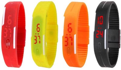 NS18 Silicone Led Magnet Band Combo of 4 Red, Yellow, Orange And Black Digital Watch  - For Boys & Girls   Watches  (NS18)
