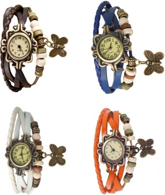 NS18 Vintage Butterfly Rakhi Combo of 4 Brown, White, Blue And Orange Analog Watch  - For Women   Watches  (NS18)