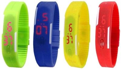 NS18 Silicone Led Magnet Band Watch Combo of 4 Green, Blue, Yellow And Red Digital Watch  - For Couple   Watches  (NS18)