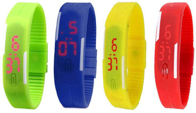 

NS18 Silicone Led Magnet Band Watch Combo of 4 Green, Blue, Yellow And Red Watch - For Couple
