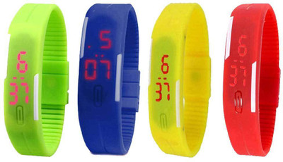 NS18 Silicone Led Magnet Band Watch Combo of 4 Green, Blue, Yellow And Red Digital Watch  - For Couple   Watches  (NS18)