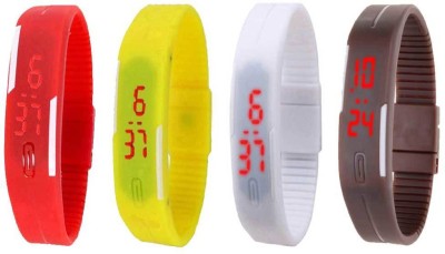 NS18 Silicone Led Magnet Band Combo of 4 Red, White, Yellow And Brown Digital Watch  - For Boys & Girls   Watches  (NS18)