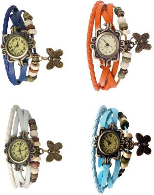 NS18 Vintage Butterfly Rakhi Combo of 4 Blue, White, Orange And Sky Blue Analog Watch  - For Women   Watches  (NS18)