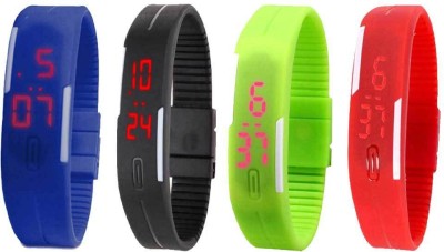NS18 Silicone Led Magnet Band Watch Combo of 4 Blue, Black, Green And Red Digital Watch  - For Couple   Watches  (NS18)