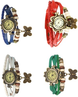 NS18 Vintage Butterfly Rakhi Combo of 4 Blue, White, Red And Green Analog Watch  - For Women   Watches  (NS18)