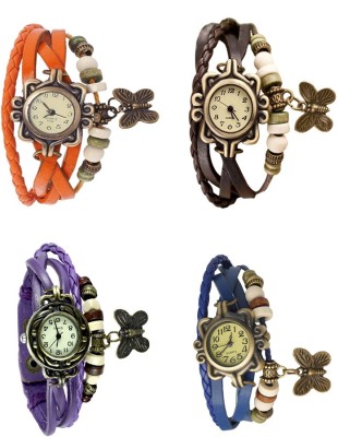 NS18 Vintage Butterfly Rakhi Combo of 4 Orange, Purple, Brown And Blue Analog Watch  - For Women   Watches  (NS18)