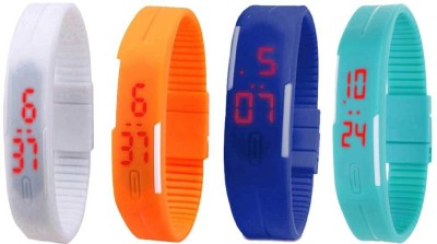 NS18 Silicone Led Magnet Band Watch Combo of 4 White, Orange, Blue And Sky Blue Digital Watch  - For Couple   Watches  (NS18)