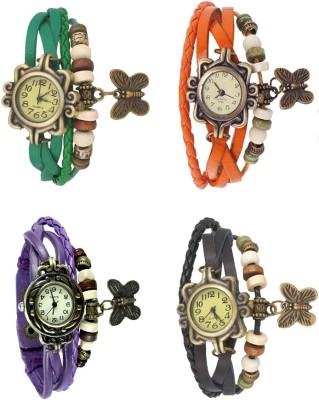 NS18 Vintage Butterfly Rakhi Combo of 4 Green, Purple, Orange And Black Analog Watch  - For Women   Watches  (NS18)