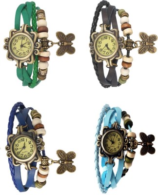 NS18 Vintage Butterfly Rakhi Combo of 4 Green, Blue, Black And Sky Blue Analog Watch  - For Women   Watches  (NS18)