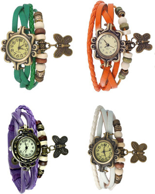 

Kissu Vintage Rakhi Combo of 4 Green, Purple, Orange And White Watch - For Women