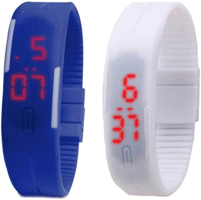 NS18 Silicone Led Magnet Band Set of 2 Blue And White Digital Watch  - For Boys & Girls   Watches  (NS18)