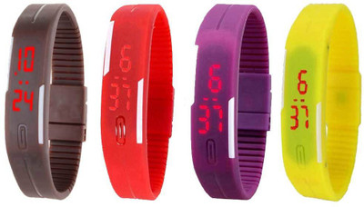 

Kissu Led Magnet Band Combo of 4 Brown, Red, Purple And Yellow Watch - For Men & Women