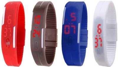 NS18 Silicone Led Magnet Band Combo of 4 Red, Brown, Blue And White Digital Watch  - For Boys & Girls   Watches  (NS18)