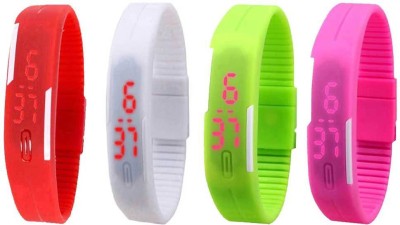 NS18 Silicone Led Magnet Band Combo of 4 Red, White, Green And Pink Digital Watch  - For Boys & Girls   Watches  (NS18)