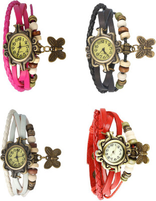 

NS18 Vintage Butterfly Rakhi Combo of 4 Pink, White, Black And Red Watch - For Women