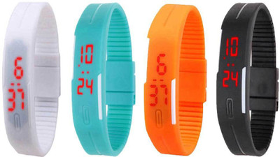 

Kissu Led Magnet Band Combo of 4 White, Sky Blue, Orange And Black Watch - For Men & Women