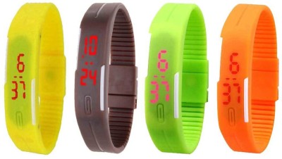 NS18 Silicone Led Magnet Band Combo of 4 Yellow, Brown, Green And Orange Digital Watch  - For Boys & Girls   Watches  (NS18)