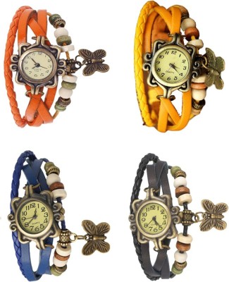 NS18 Vintage Butterfly Rakhi Combo of 4 Orange, Blue, Yellow And Black Analog Watch  - For Women   Watches  (NS18)