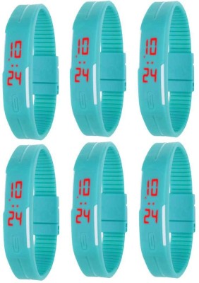 NS18 Silicone Led Magnet Band Combo of 6 Sky Blue Digital Watch  - For Boys & Girls   Watches  (NS18)