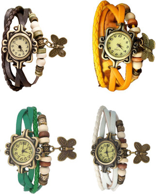 

NS18 Vintage Butterfly Rakhi Combo of 4 Brown, Green, Yellow And White Watch - For Women