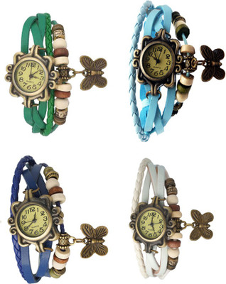 

Kissu Vintage Rakhi Combo of 4 Green, Blue, Sky Blue And White Watch - For Women