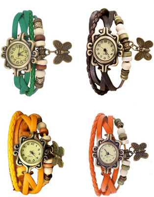 

Kissu Vintage Rakhi Combo of 4 Green, Yellow, Brown And Orange Watch - For Women