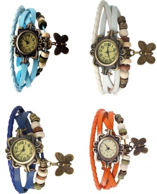 NS18 Vintage Butterfly Rakhi Combo of 4 Sky Blue, Blue, White And Orange Analog Watch  - For Women   Watches  (NS18)
