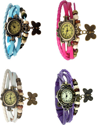 

NS18 Vintage Butterfly Rakhi Combo of 4 Sky Blue, White, Pink And Purple Watch - For Women